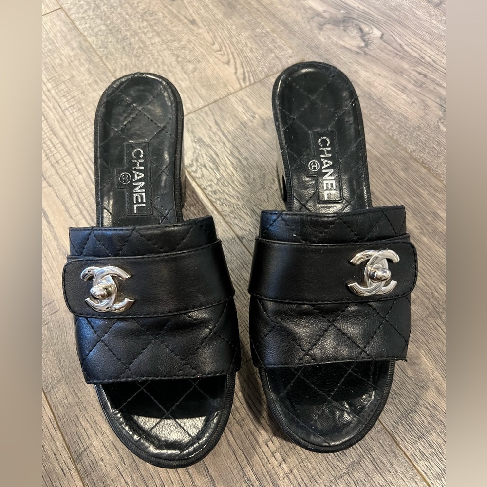 Chanel quilted mules